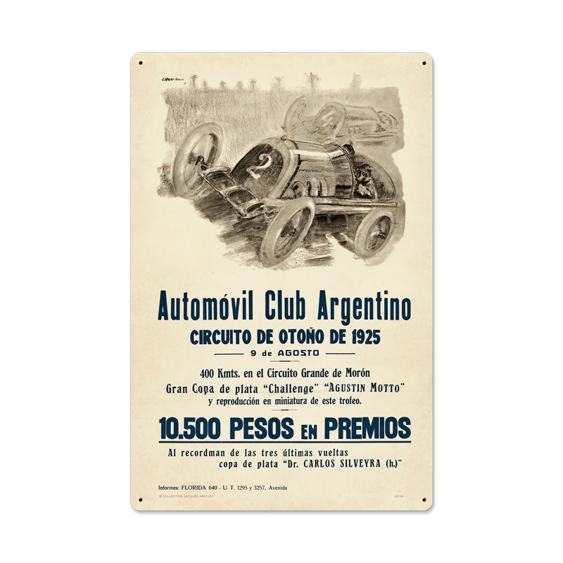 Argentina Grand Prix, Automotive, Metal Sign, 16 X 24 Inches