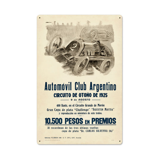 Argentina Grand Prix, Automotive, Metal Sign, 16 X 24 Inches
