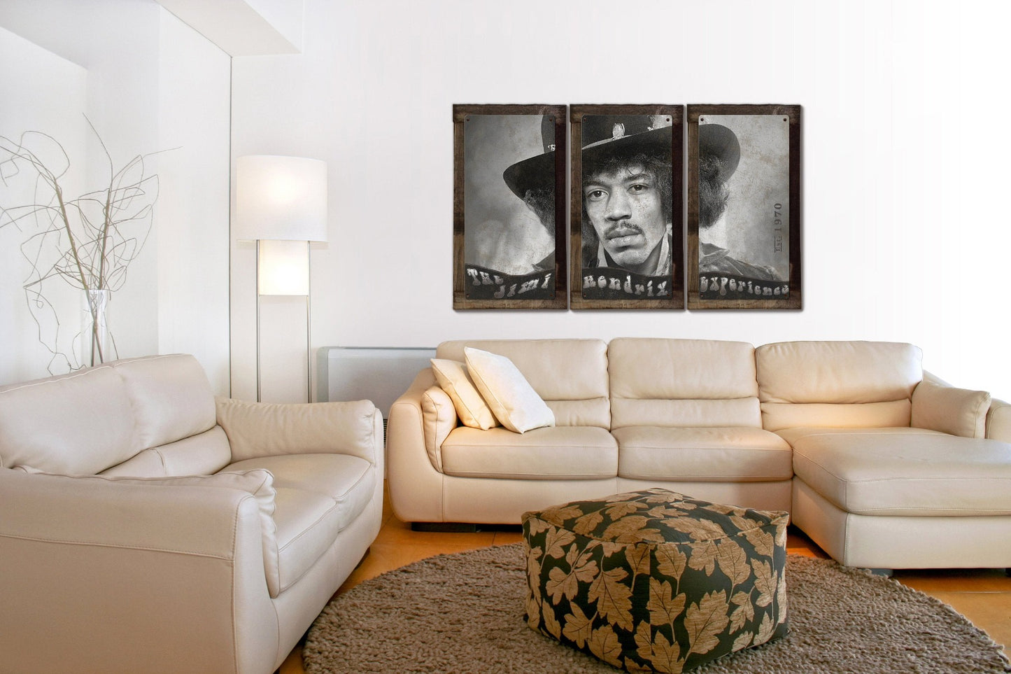 Jimi Hendrix, The Experience, METAL Sign, Triptych, 3 Panel, On American Steel, Optional Barn Wood Frame, Wall Decor, Wall Art, 54"x36"