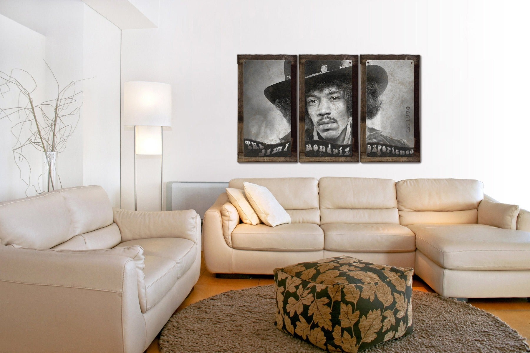 Jimi Hendrix, The Experience, METAL Sign, Triptych, 3 Panel, On American Steel, Optional Barn Wood Frame, Wall Decor, Wall Art, 54"x36"