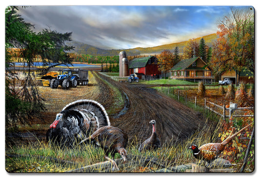 Deer And Blue Tractors, Featured Artists/Kevin Daniel Art, Satin, 24 X 36 Inches