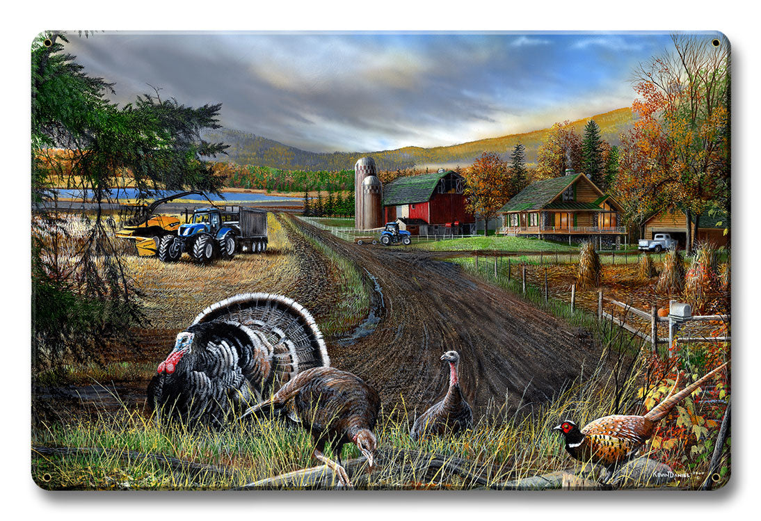 Deer And Blue Tractors, Featured Artists/Kevin Daniel Art, Satin, 12 X 18 Inches