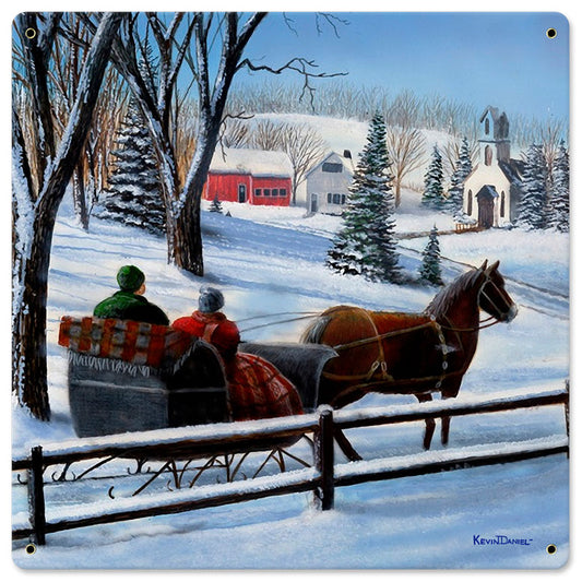 Winter Sleigh, Featured Artists/Kevin Daniel Art, Satin, 18 X 18 Inches