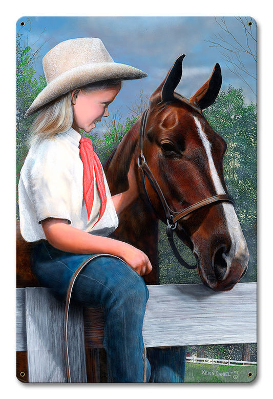 Girl With Her Horse, Featured Artists/Kevin Daniel Art, Satin, 12 X 18 Inches