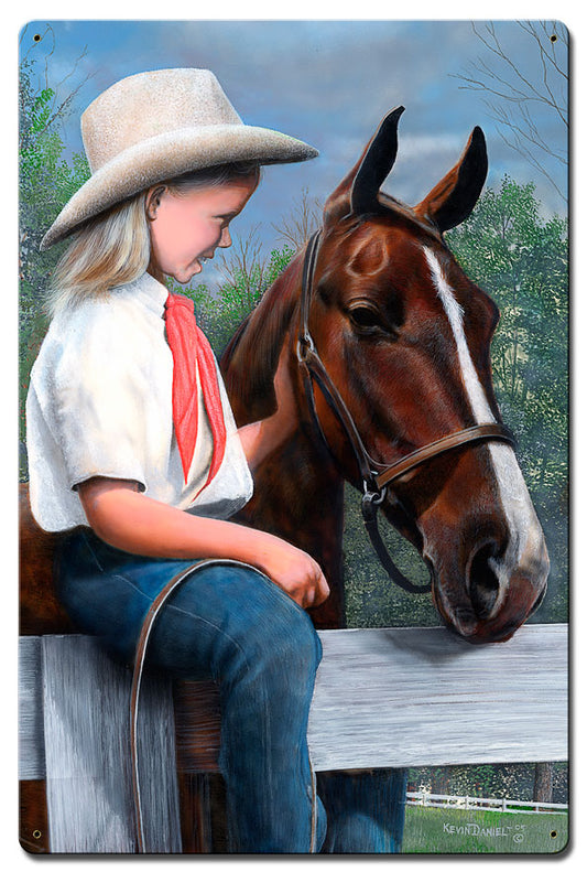 Girl With Her Horse, Featured Artists/Kevin Daniel Art, Satin, 16 X 24 Inches