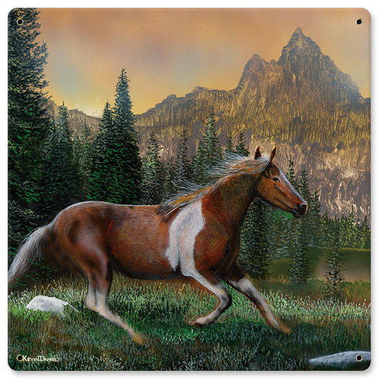 Horse Running Sunset, Featured Artists/Kevin Daniel Art, Satin, 12 X 12 Inches