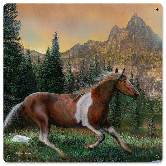 Horse Running Sunset, Featured Artists/Kevin Daniel Art, Satin, 18 X 18 Inches