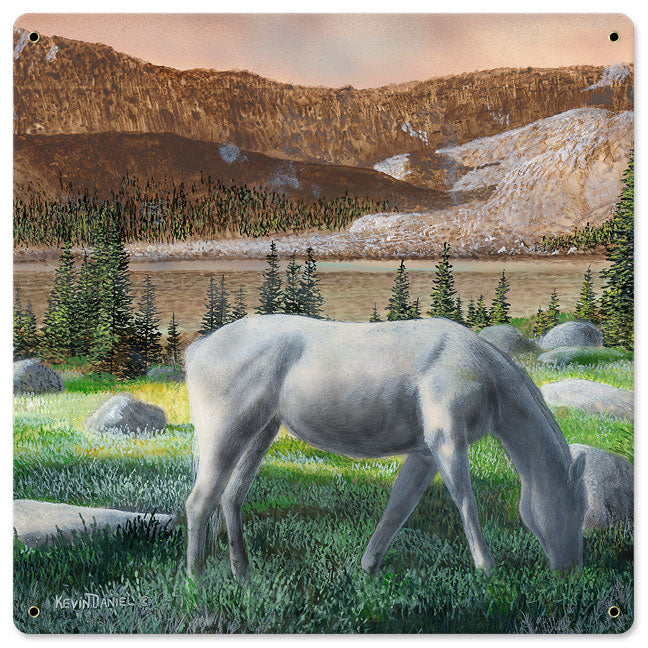 Horse Eating Grass, Featured Artists/Kevin Daniel Art, Satin, 18 X 18 Inches