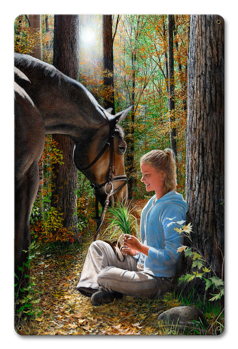 Time To Reflect With Horse, Featured Artists/Kevin Daniel Art, Satin, 12 X 18 Inches