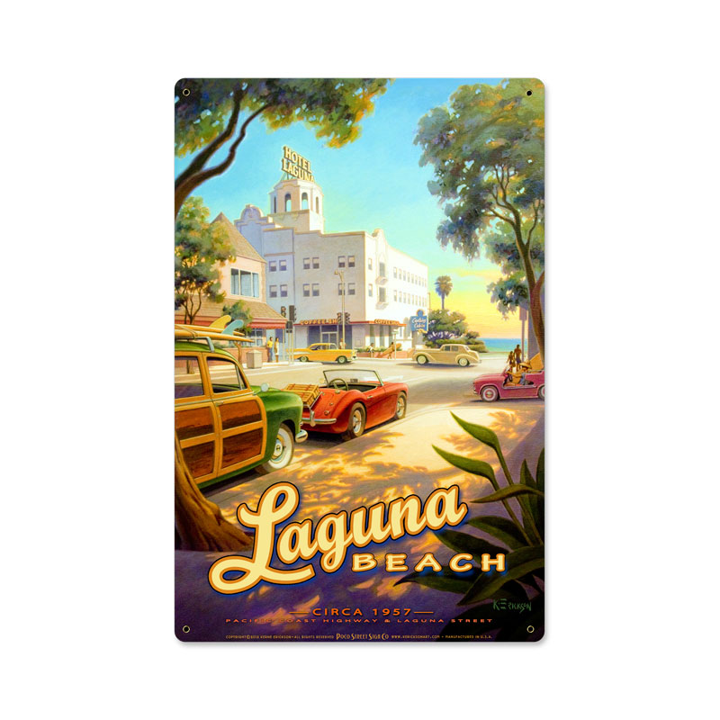 Laguna Beach, Sports and Recreation, Metal Sign, 12 X 18 Inches