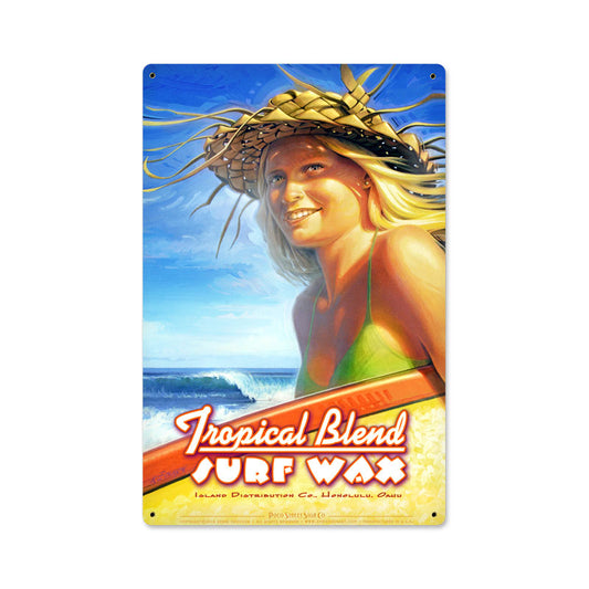 Tropical Surf Wax, Sports and Recreation, Metal Sign, 12 X 18 Inches