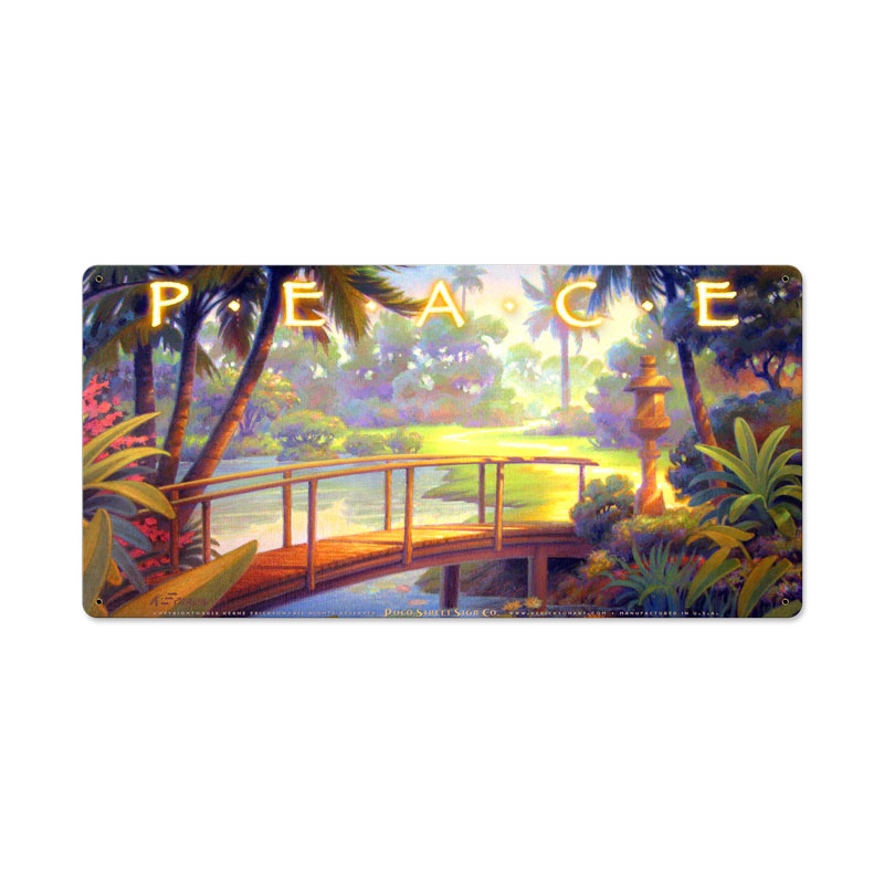 Peace, Sports and Recreation, Metal Sign, 24 X 12 Inches