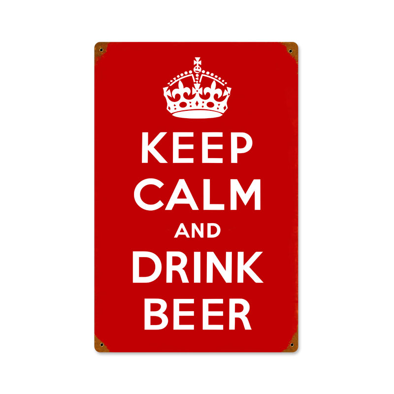 Keep Calm, Food and Drink, Vintage Metal Sign, 12 X 18 Inches