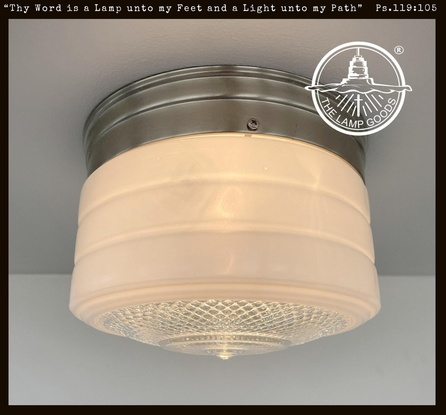 Retro Flush Mount Milk Glass Ceiling Light