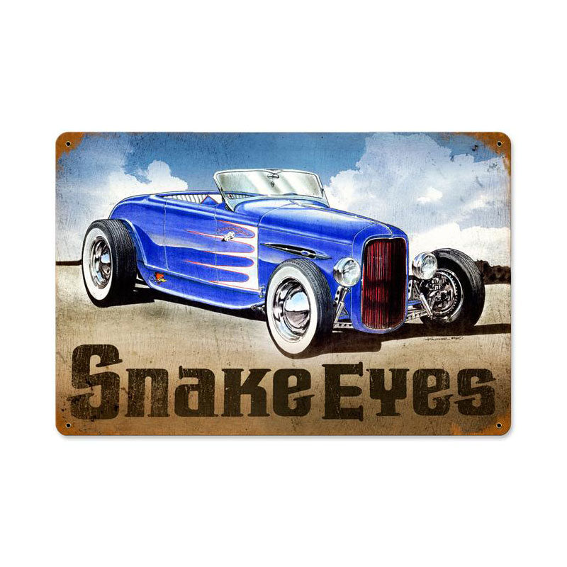 Snake Eyes Hot Rod, Automotive, Vintage Metal Sign, 18 X 12 Inches