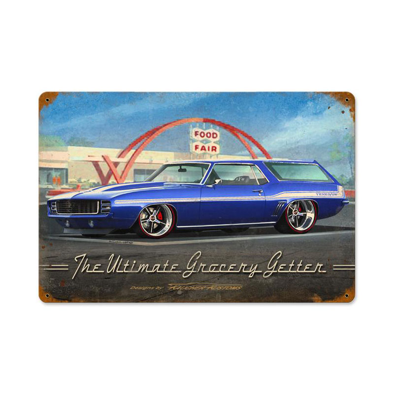Ultimate Grocery Getter, Automotive, Vintage Metal Sign, 18 X 12 Inches