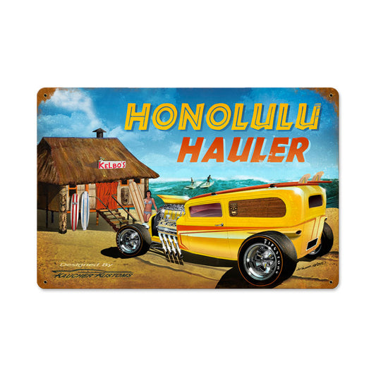 Honolulu Hauler, Automotive, Vintage Metal Sign, 18 X 12 Inches