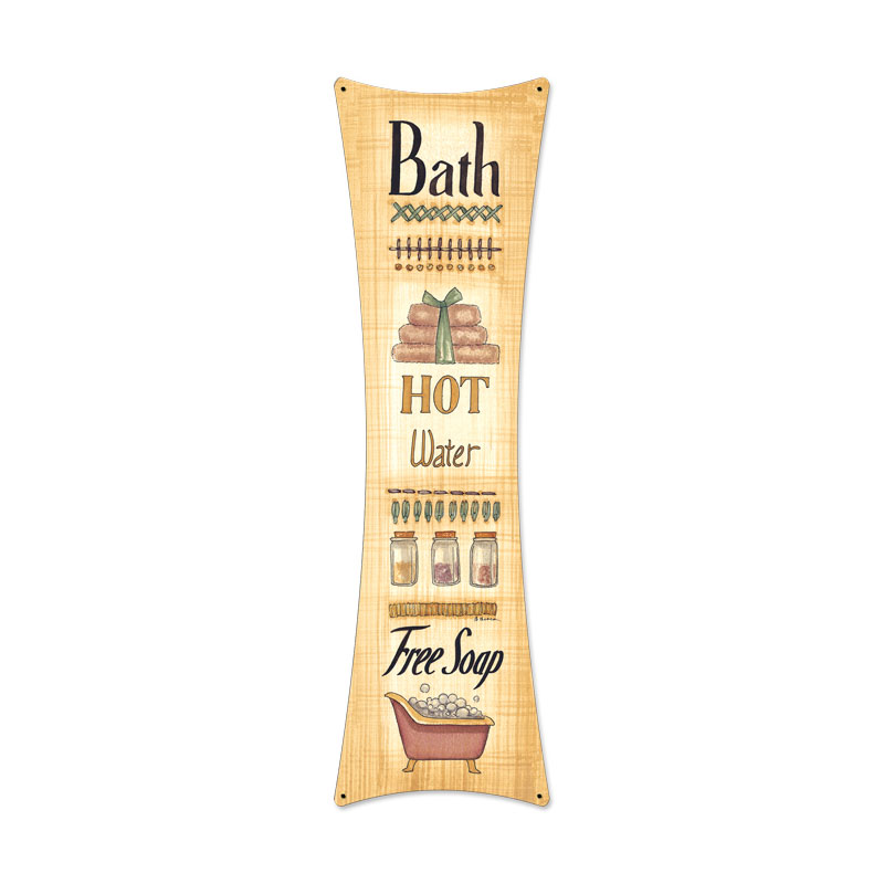 Bath Free Soap, Home and Garden, Bowtie Metal Sign, 6 X 22 Inches