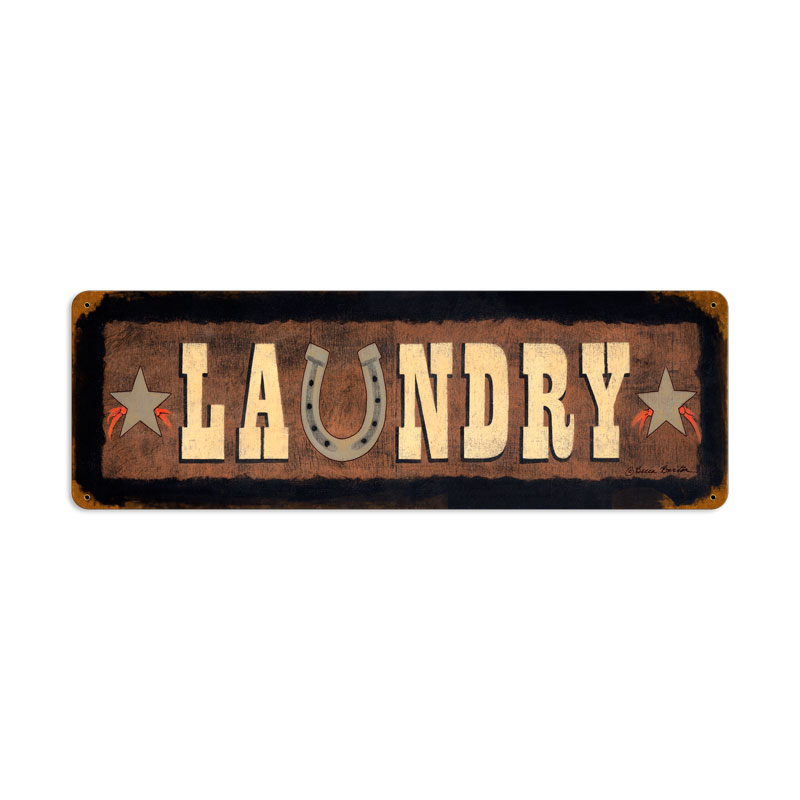 Laundry, Home and Garden, Vintage Metal Sign, 24 X 8 Inches