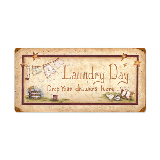 Laundry Drop Drawers, Home and Garden, Vintage Metal Sign, 24 X 12 Inches