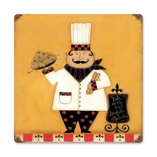 Pasta of the Day, Home and Garden, Vintage Metal Sign, 18 X 18 Inches