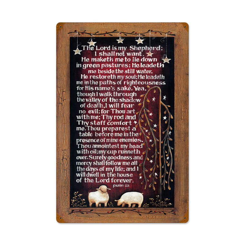 Lords Prayer, Home and Garden, Vintage Metal Sign, 12 X 24 Inches