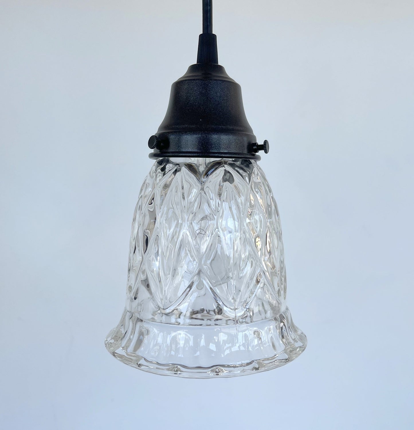 Clear Pressed 1950's Glass Pendant Light