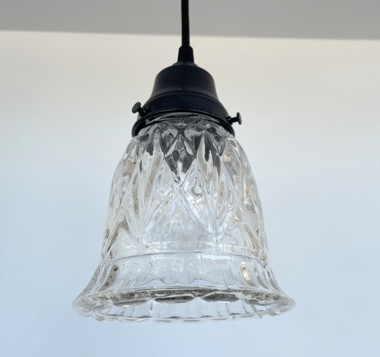 Clear Pressed 1950's Glass Pendant Light