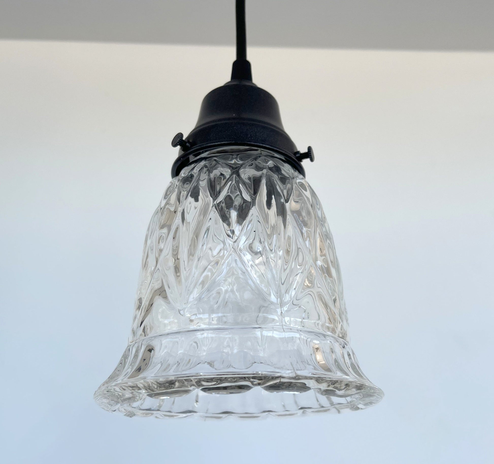 Clear Pressed 1950's Glass Pendant Light