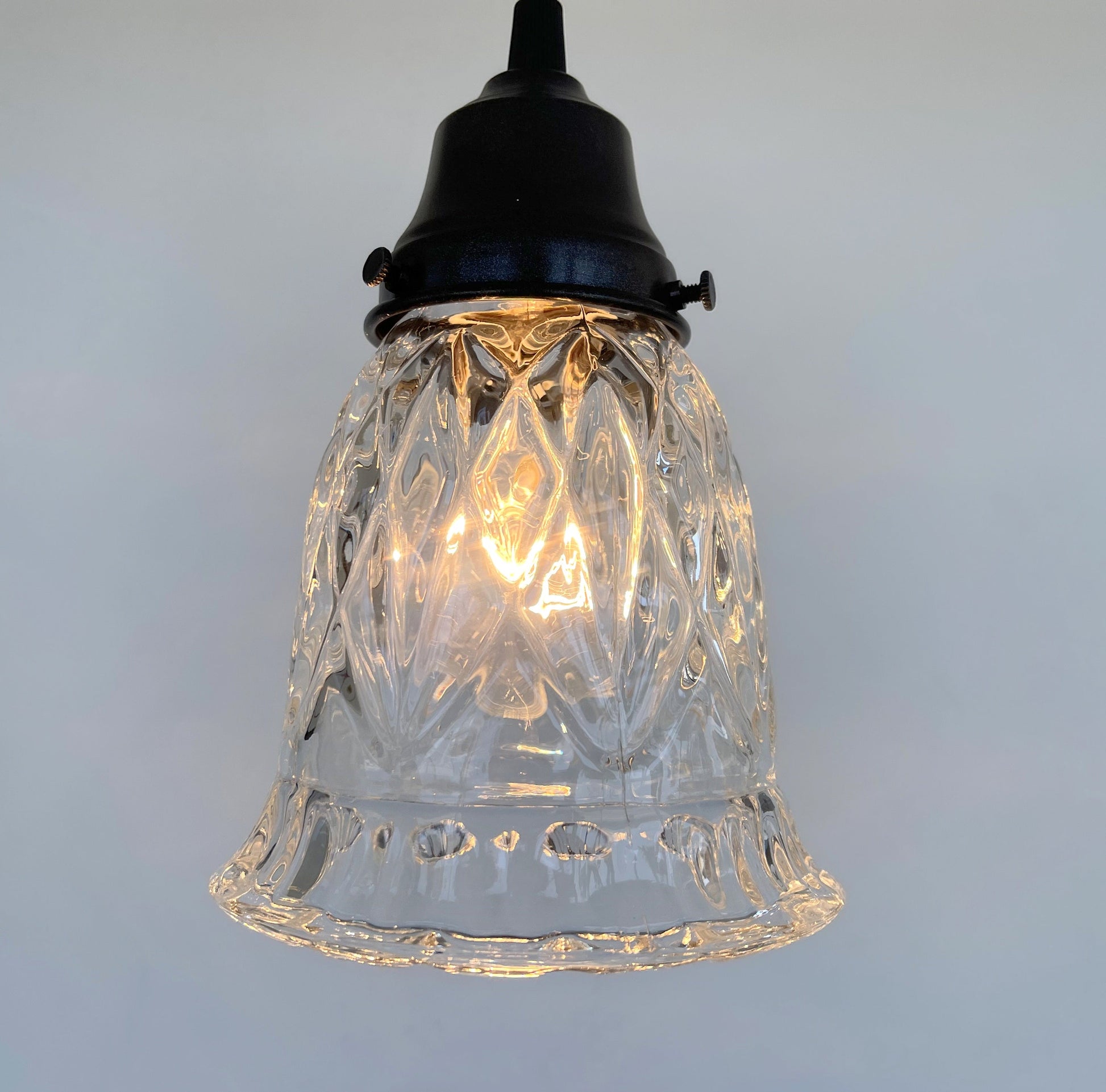 Clear Pressed 1950's Glass Pendant Light