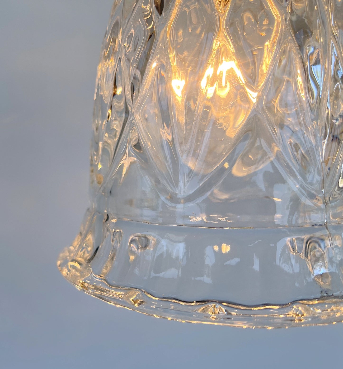 Clear Pressed 1950's Glass Pendant Light