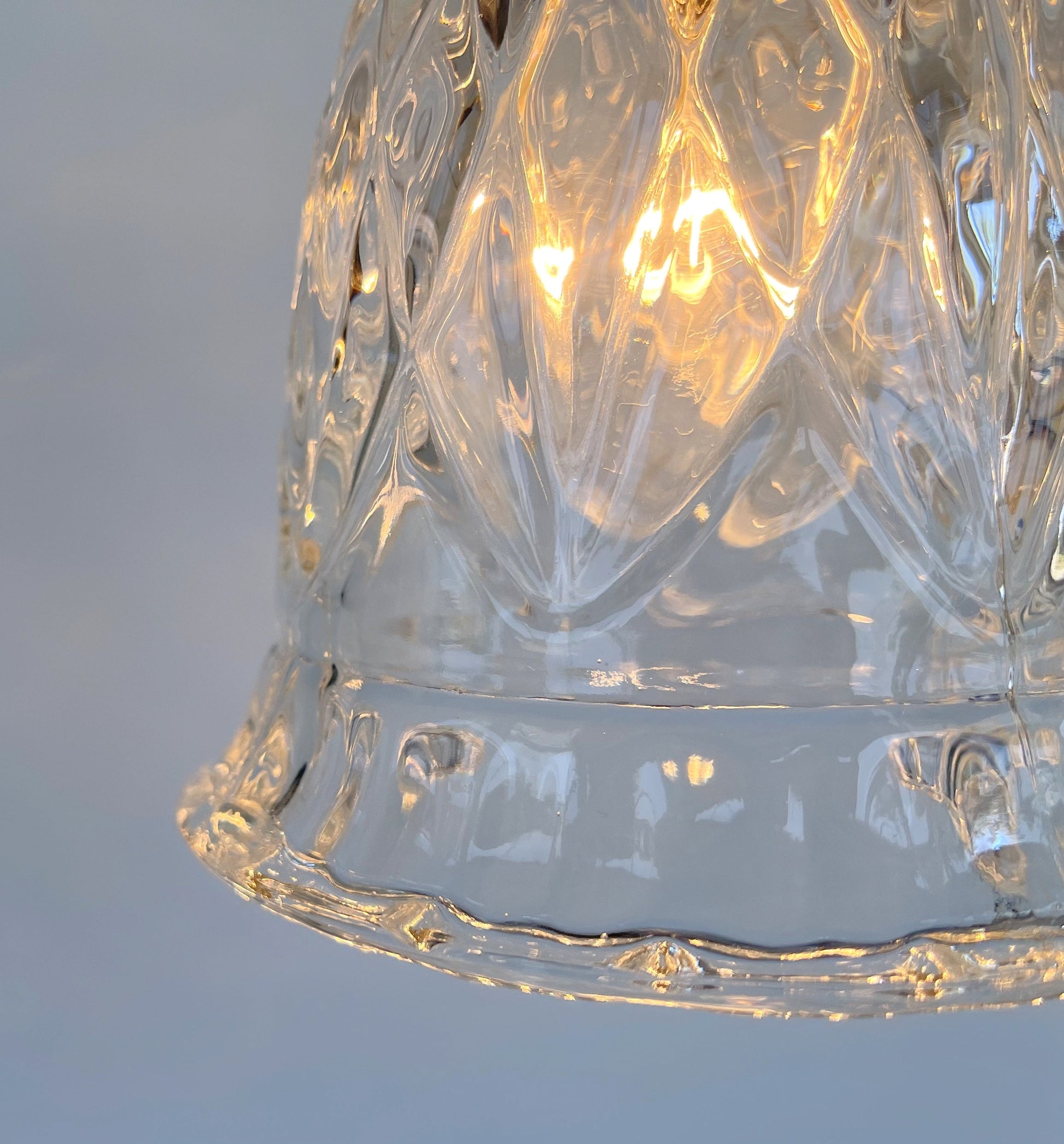 Clear Pressed 1950's Glass Pendant Light