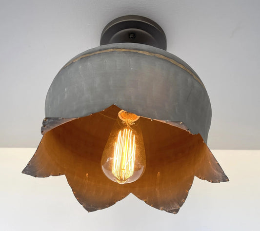 Large Lotus Galvanized Ceiling Light