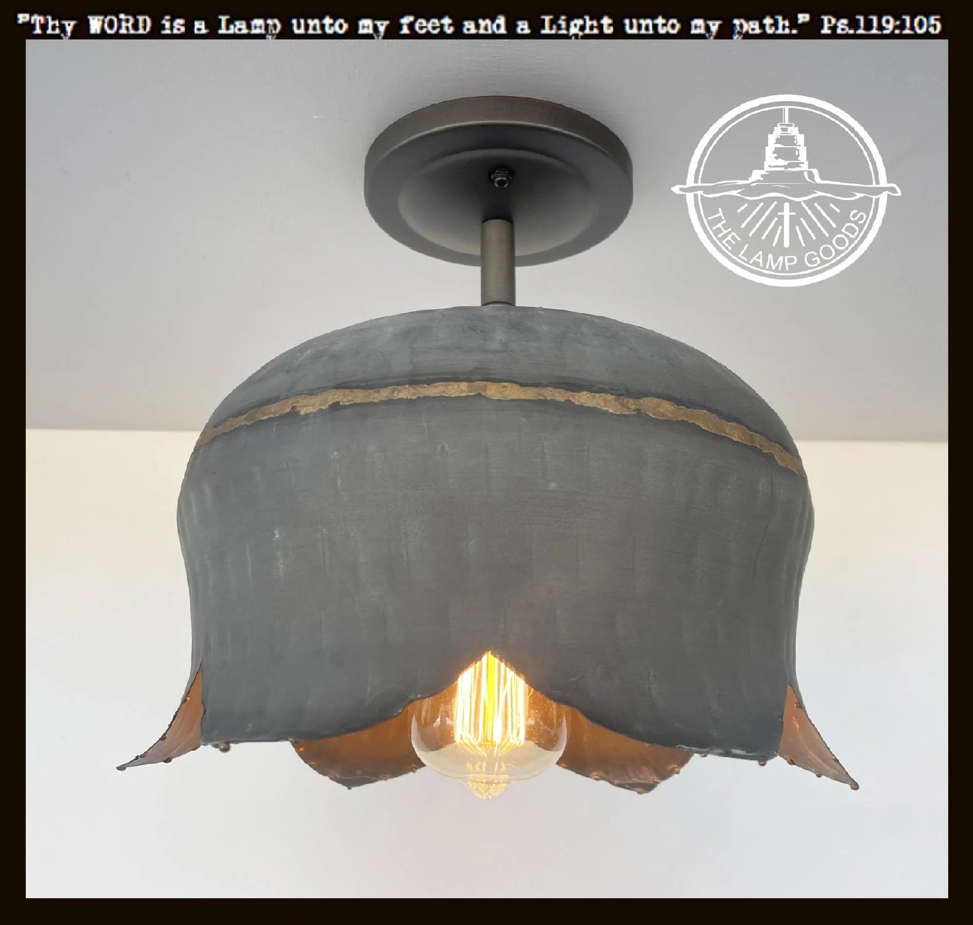 Large Lotus Galvanized Ceiling Light