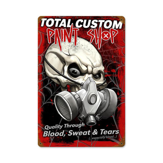 Total Custom Paint, Automotive, Vintage Metal Sign, 12 X 18 Inches