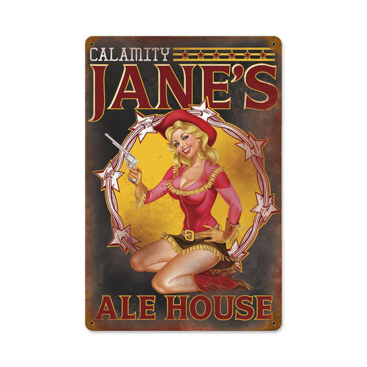 Calamity Jane, Pinup Girls, Vintage Metal Sign, 18 X 12 Inches
