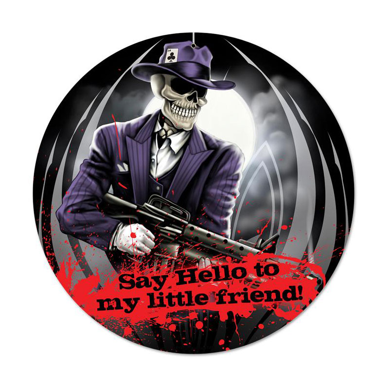Skull Gangster, Other, Round Metal Sign, 14 X 14 Inches