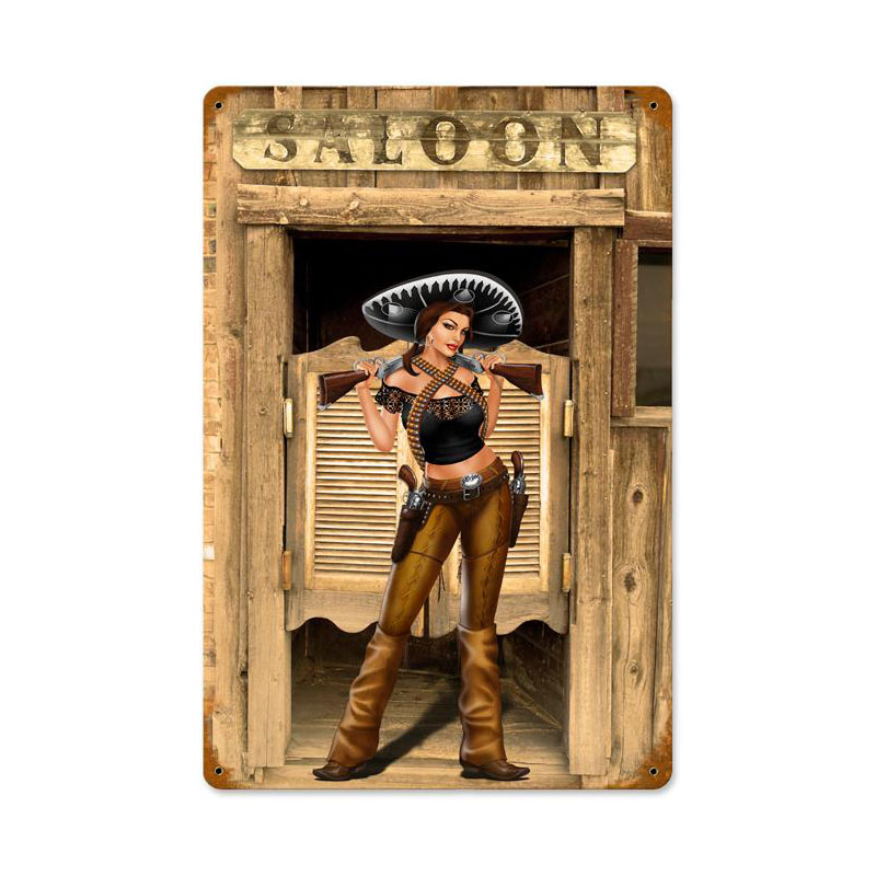 Bandita Saloon, Pinup Girls, Vintage Metal Sign, 18 X 12 Inches