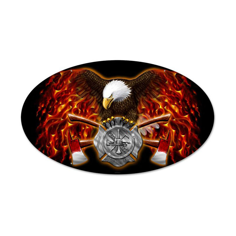 FD Eagle, Other, Oval Metal Sign, 24 X 14 Inches