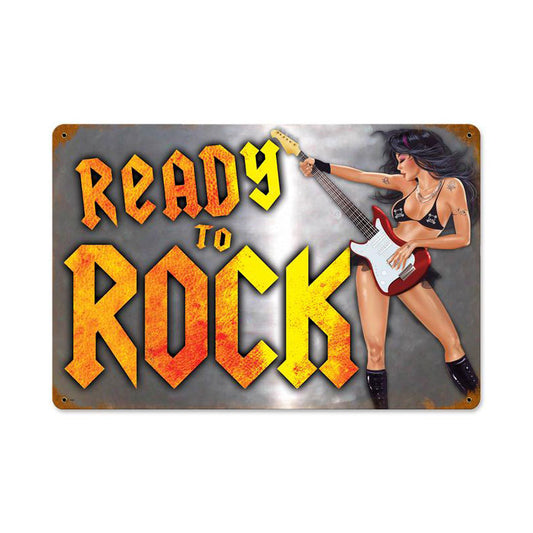 Ready to Rock, Sports and Recreation, Vintage Metal Sign, 12 X 18 Inches