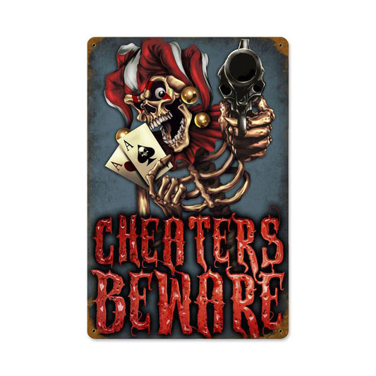 Cheaters Beware, Humor, Vintage Metal Sign, 12 X 18 Inches