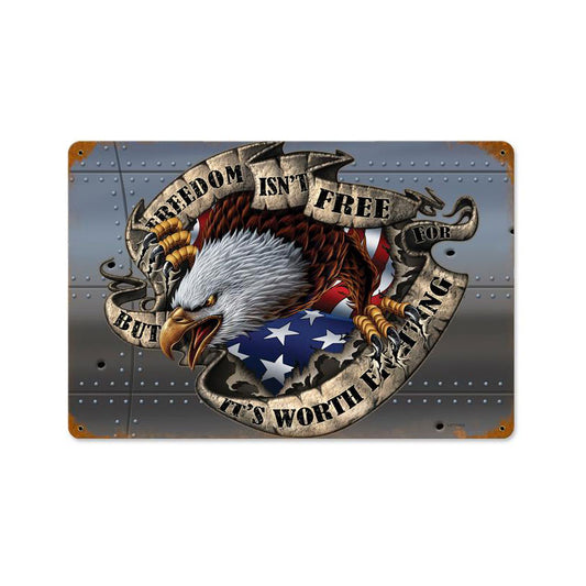 Freedom Isn't Free, Allied Military, Vintage Metal Sign, 18 X 12 Inches