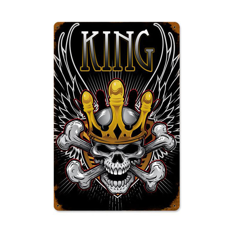 King Skull, Other, Vintage Metal Sign, 12 X 18 Inches