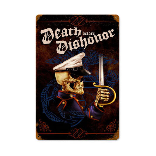 Death Before Dishonor, Allied Military, Vintage Metal Sign, 18 X 12 Inches