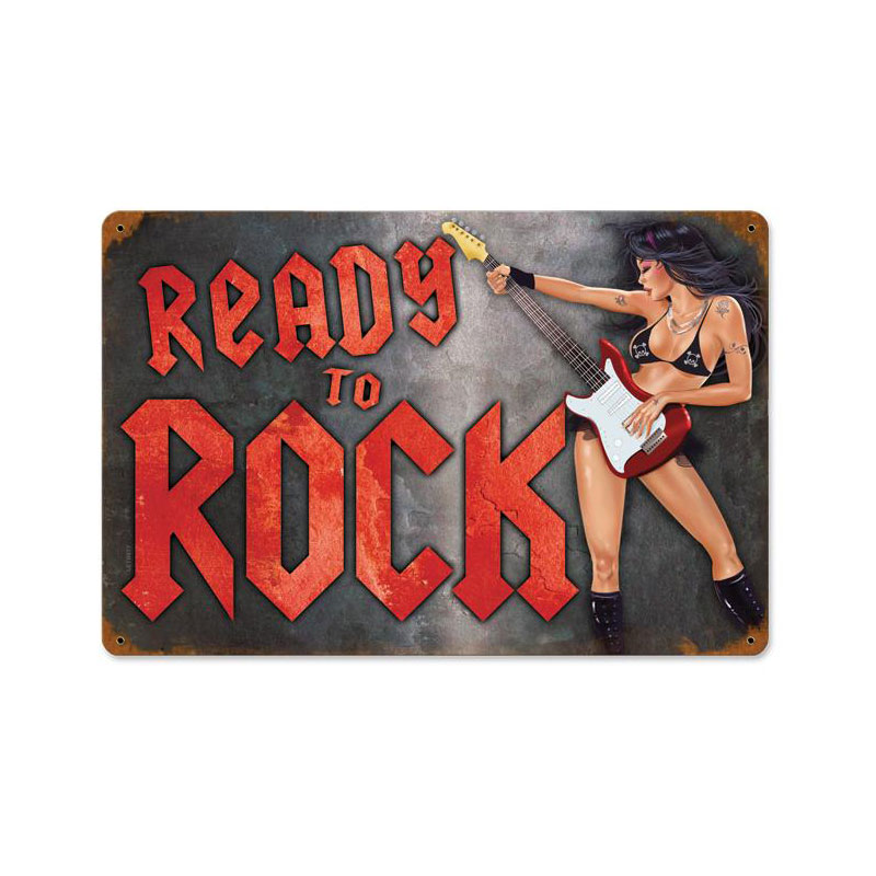 Ready to Rock, Sports and Recreation, Vintage Metal Sign, 18 X 12 Inches