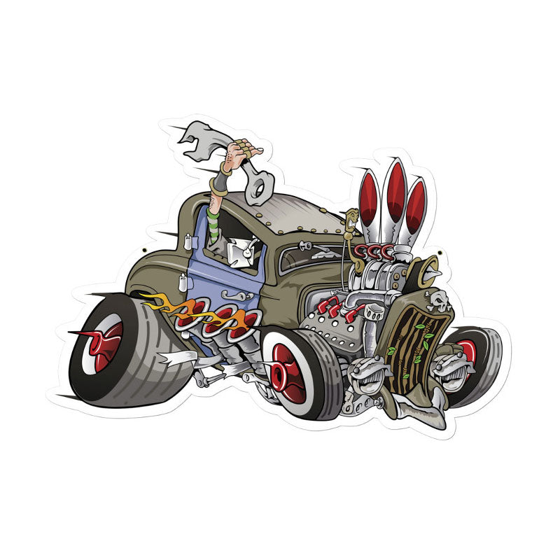 Rat Rod, Automotive, Custom Metal Shape, 18 X 13 Inches