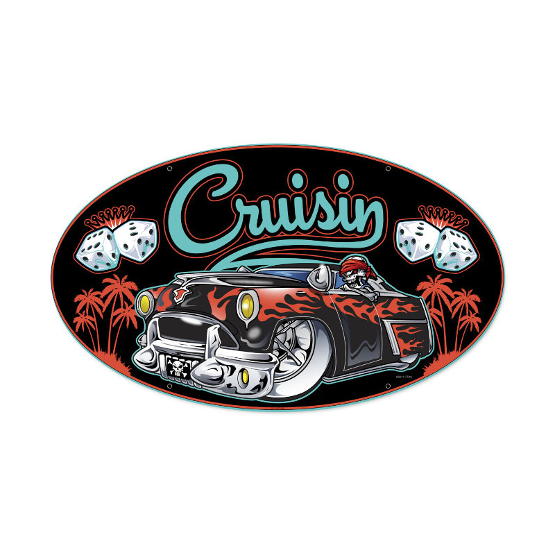 Cruisin, Automotive, Oval Metal Sign, 24 X 14 Inches