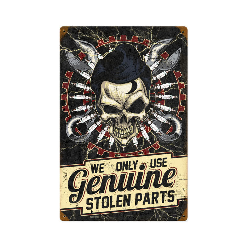 Stolen Parts, Automotive, Vintage Metal Sign, 12 X 18 Inches