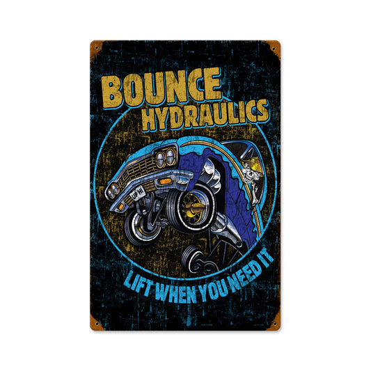 Bounce Hydraulics, Automotive, Vintage Metal Sign, 12 X 18 Inches
