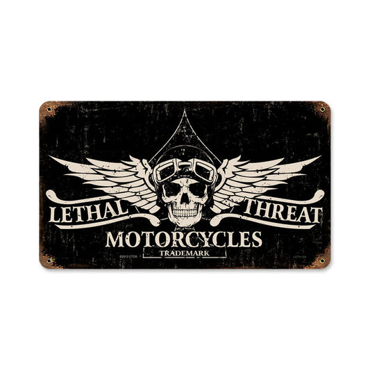 Lethal Motorcycles, Motorcycle, Vintage Metal Sign, 14 X 8 Inches